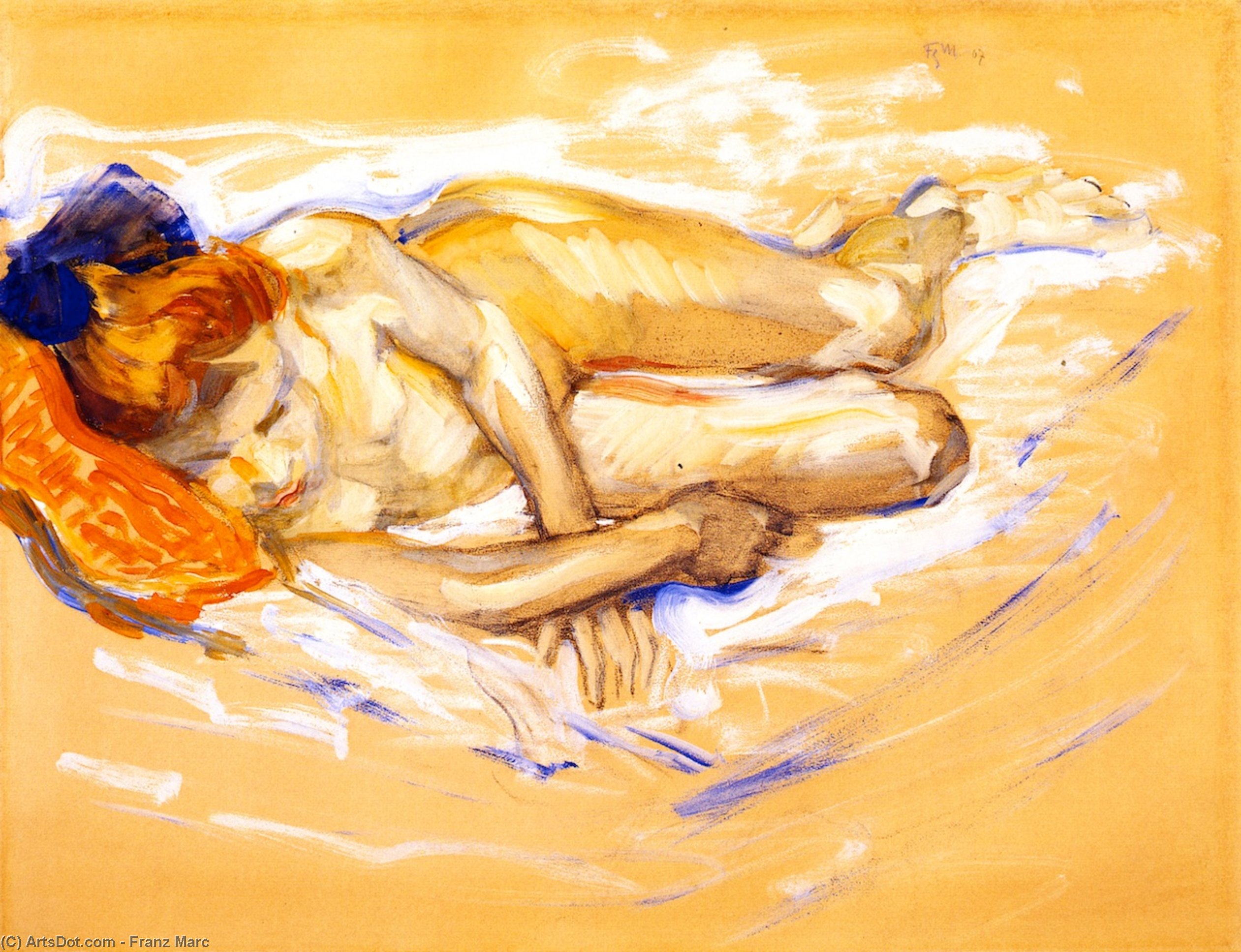 WikiOO.org - Encyclopedia of Fine Arts - Festés, Grafika Franz Marc - Nude Girl