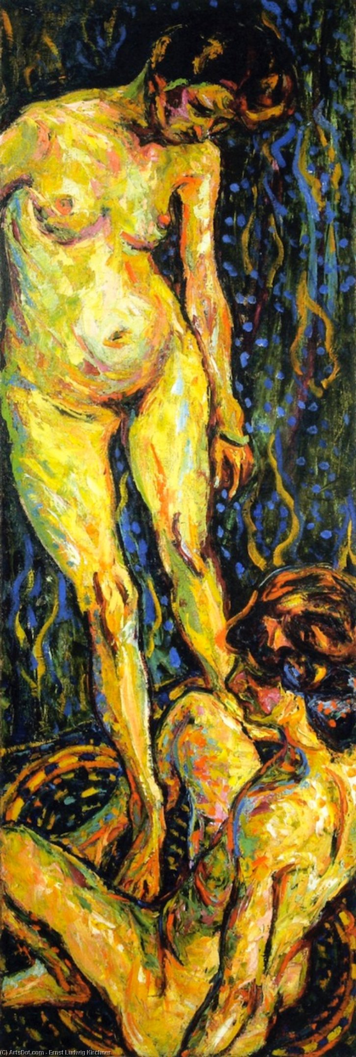 Wikoo.org - موسوعة الفنون الجميلة - اللوحة، العمل الفني Ernst Ludwig Kirchner - Nude Group II