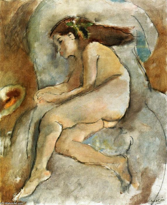 Wikioo.org - Bách khoa toàn thư về mỹ thuật - Vẽ tranh, Tác phẩm nghệ thuật Julius Mordecai Pincas - Nude in an Armchair