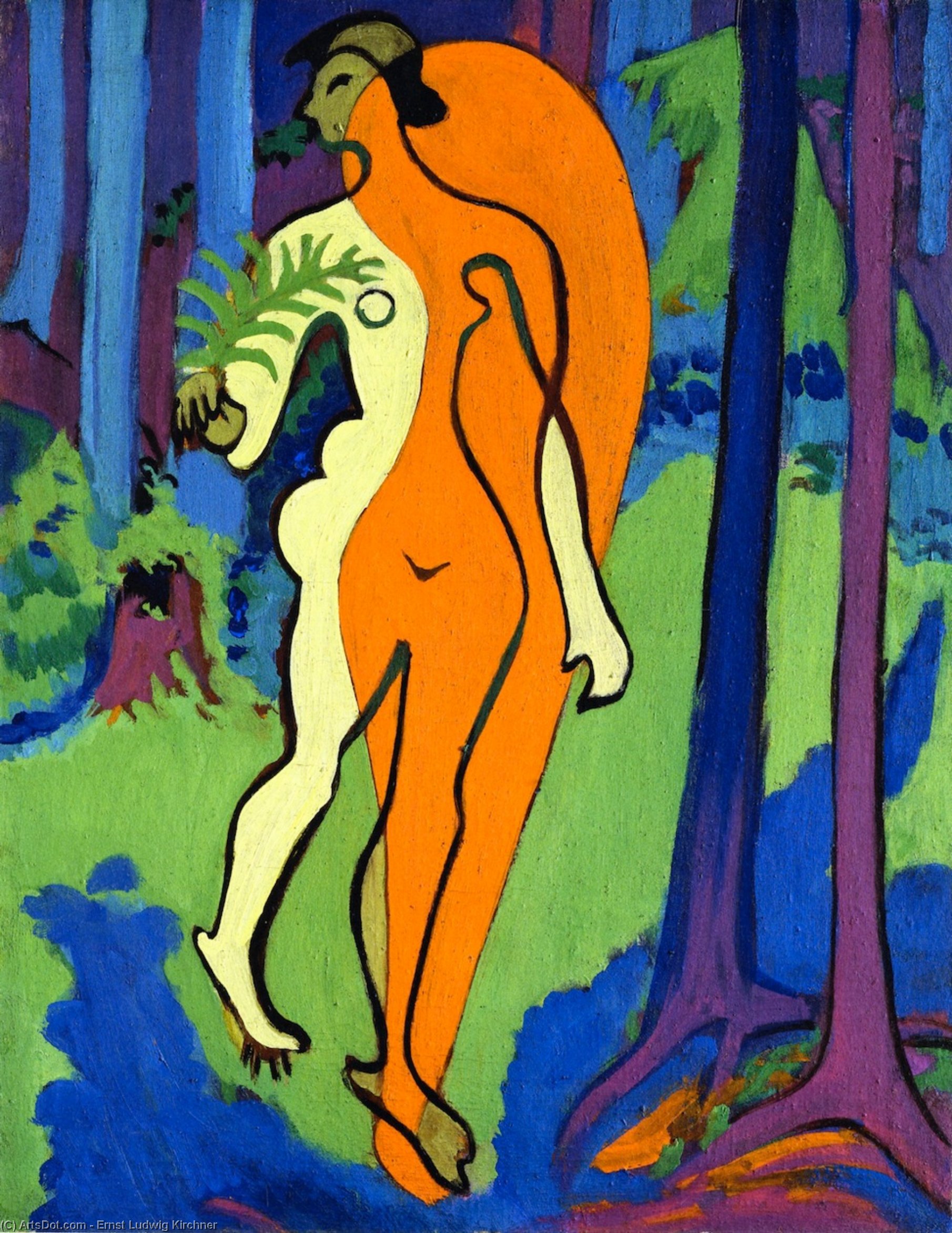WikiOO.org - Encyclopedia of Fine Arts - Maľba, Artwork Ernst Ludwig Kirchner - Nude in Orange and Yellow