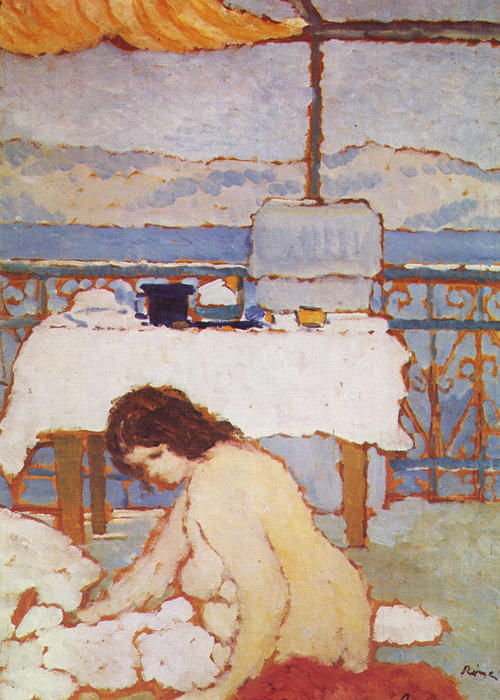 Wikioo.org - The Encyclopedia of Fine Arts - Painting, Artwork by Jozsef Rippl Ronai - Nude on a Balcony