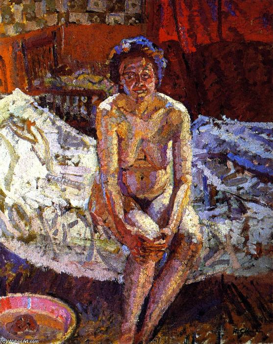 Wikioo.org – La Enciclopedia de las Bellas Artes - Pintura, Obras de arte de Harold John Wilde - desnuda alladerecha un ropadelacama