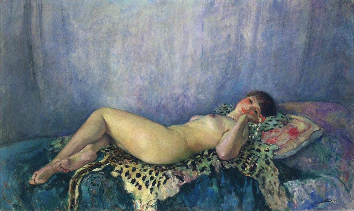 WikiOO.org - Encyclopedia of Fine Arts - Maalaus, taideteos Henri Lebasque - Nude on a Leopard Skin