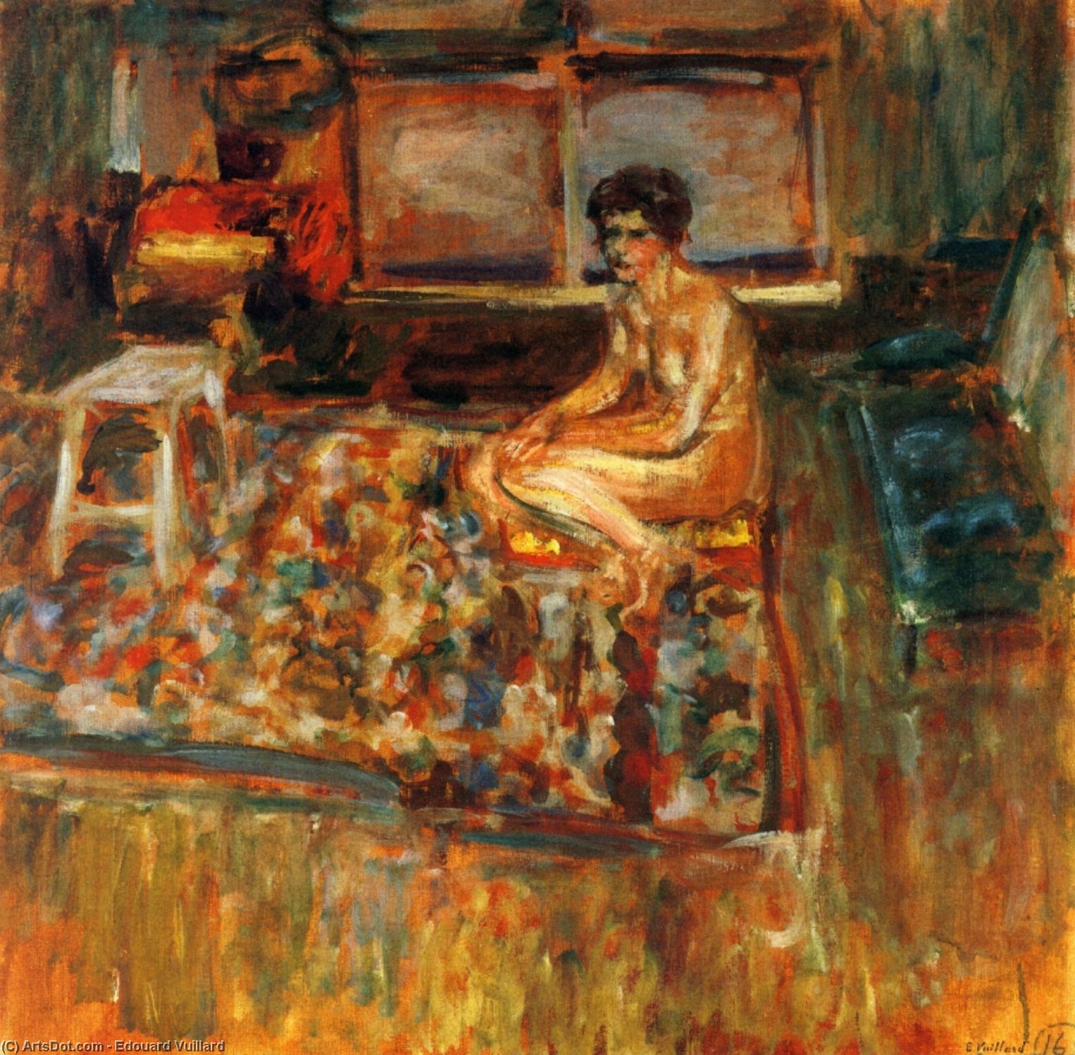 WikiOO.org - Encyclopedia of Fine Arts - Malba, Artwork Jean Edouard Vuillard - Nude on an Orange Rug