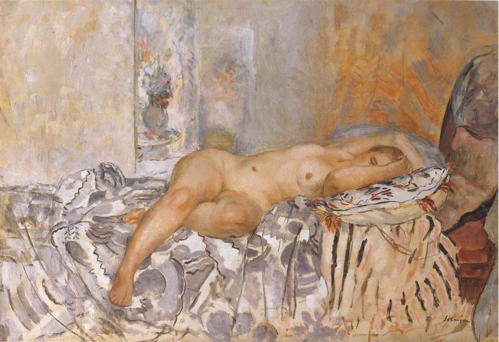 WikiOO.org - Encyclopedia of Fine Arts - Målning, konstverk Henri Lebasque - Nude on Spanish blanket