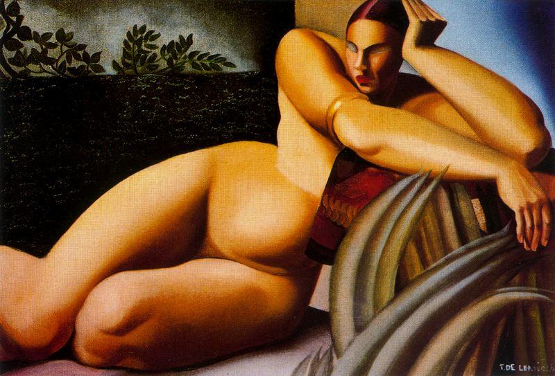 Wikioo.org – L'Enciclopedia delle Belle Arti - Pittura, Opere di Tamara De Lempicka - Nudo su  Un  Terrazza