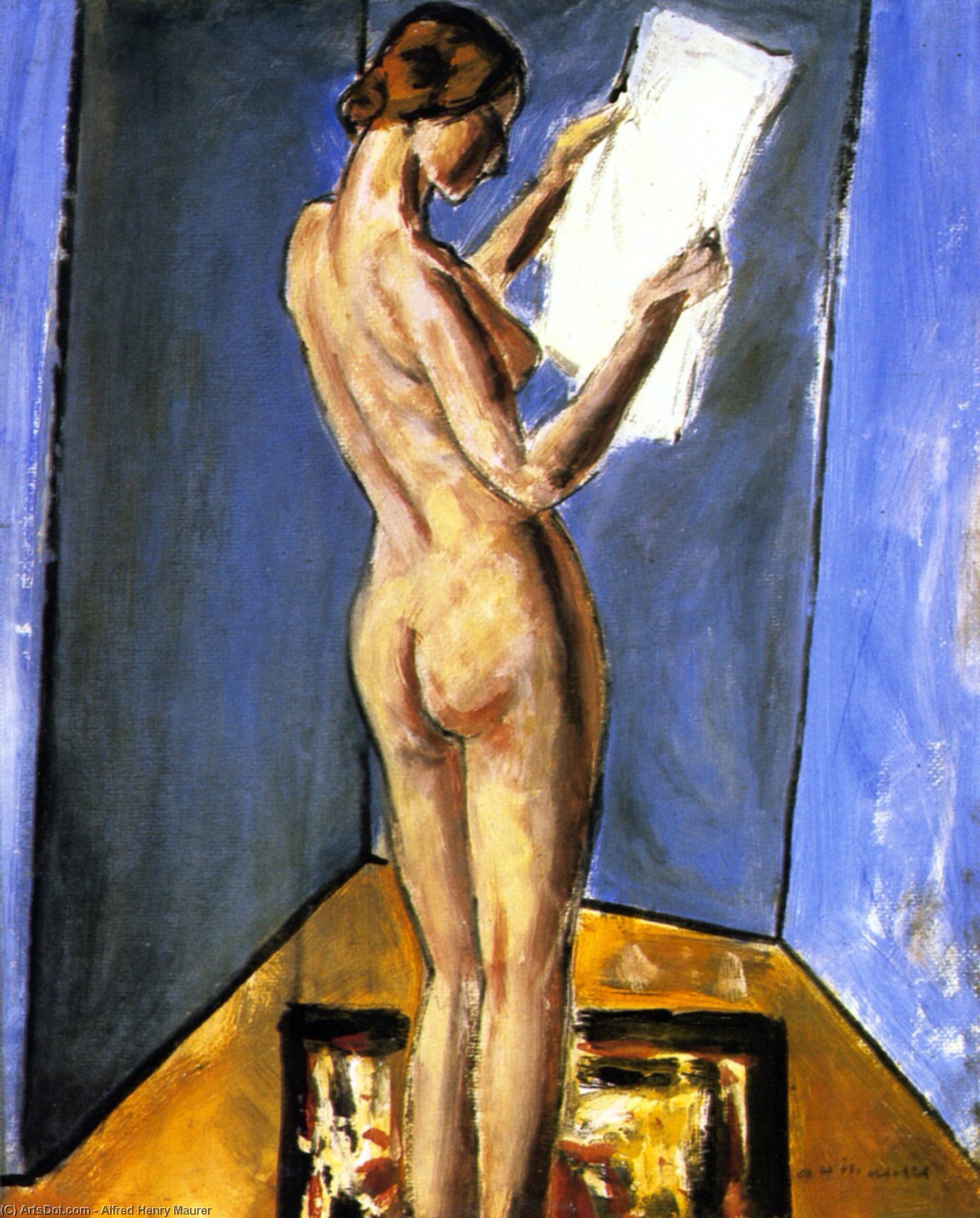 Wikioo.org – La Enciclopedia de las Bellas Artes - Pintura, Obras de arte de Alfred Henry Maurer - desnuda Lectura