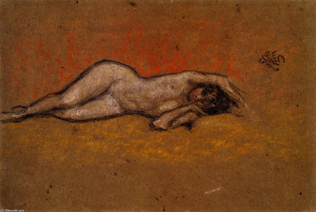 WikiOO.org - Енциклопедия за изящни изкуства - Живопис, Произведения на изкуството James Abbott Mcneill Whistler - Nude Reclining