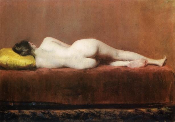 WikiOO.org - Encyclopedia of Fine Arts - Maľba, Artwork William Merritt Chase - Nude Recumbent