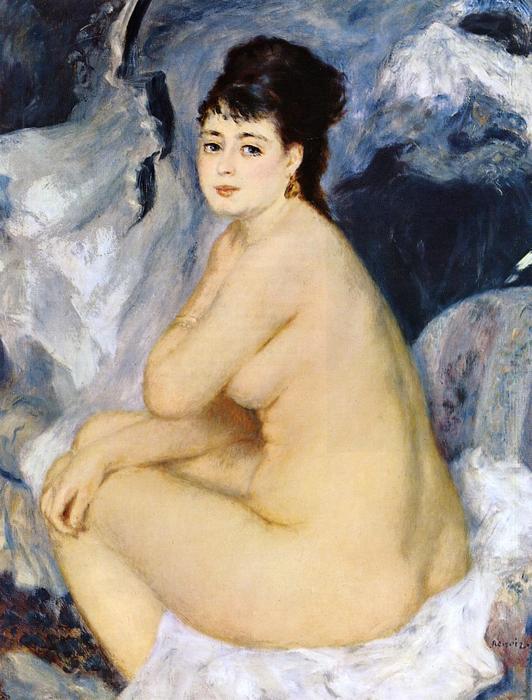 Wikioo.org - The Encyclopedia of Fine Arts - Painting, Artwork by Pierre-Auguste Renoir - Nude Seated on a Sofa