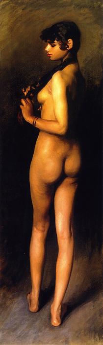 Wikioo.org – La Enciclopedia de las Bellas Artes - Pintura, Obras de arte de John Singer Sargent - desnudo estudio todaclasede  un  egipcio  chica