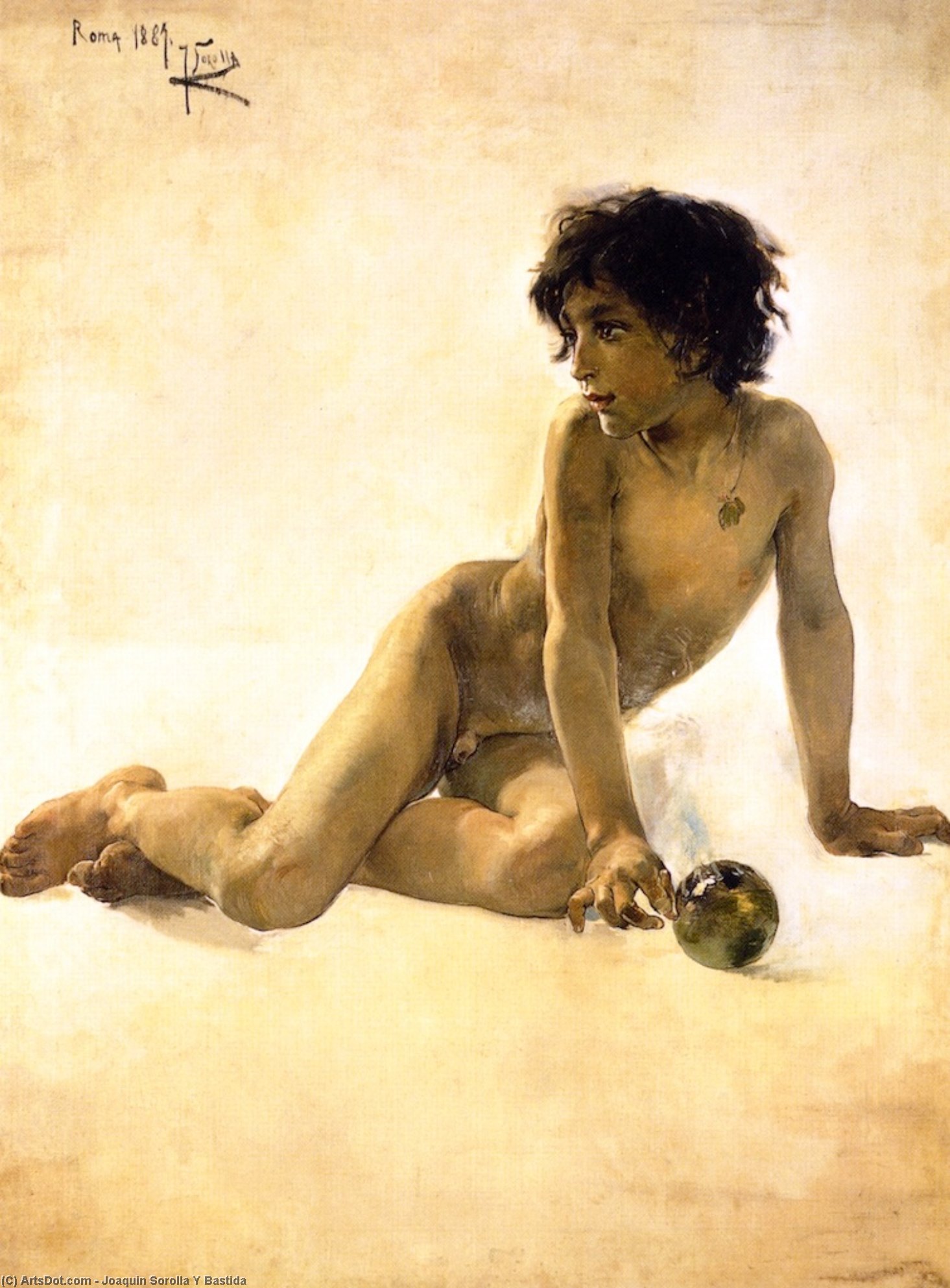 WikiOO.org – 美術百科全書 - 繪畫，作品 Joaquin Sorolla Y Bastida - 裸体与 球
