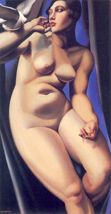 Wikioo.org – La Enciclopedia de las Bellas Artes - Pintura, Obras de arte de Tamara De Lempicka - desnudo con paloma