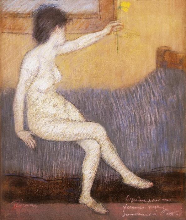 Wikioo.org – La Enciclopedia de las Bellas Artes - Pintura, Obras de arte de Jozsef Rippl Ronai - Desnudo con Narciso amarillo