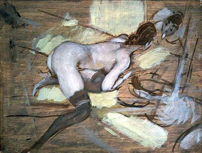 Wikioo.org – L'Encyclopédie des Beaux Arts - Peinture, Oeuvre de Giovanni Boldini - femme nue inclinable sur  Jaunit  coussins