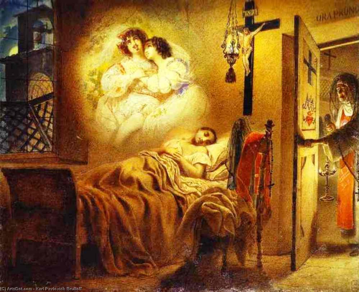 WikiOO.org - Encyclopedia of Fine Arts - Målning, konstverk Karl Pavlovich Brulloff - Nun's Dream