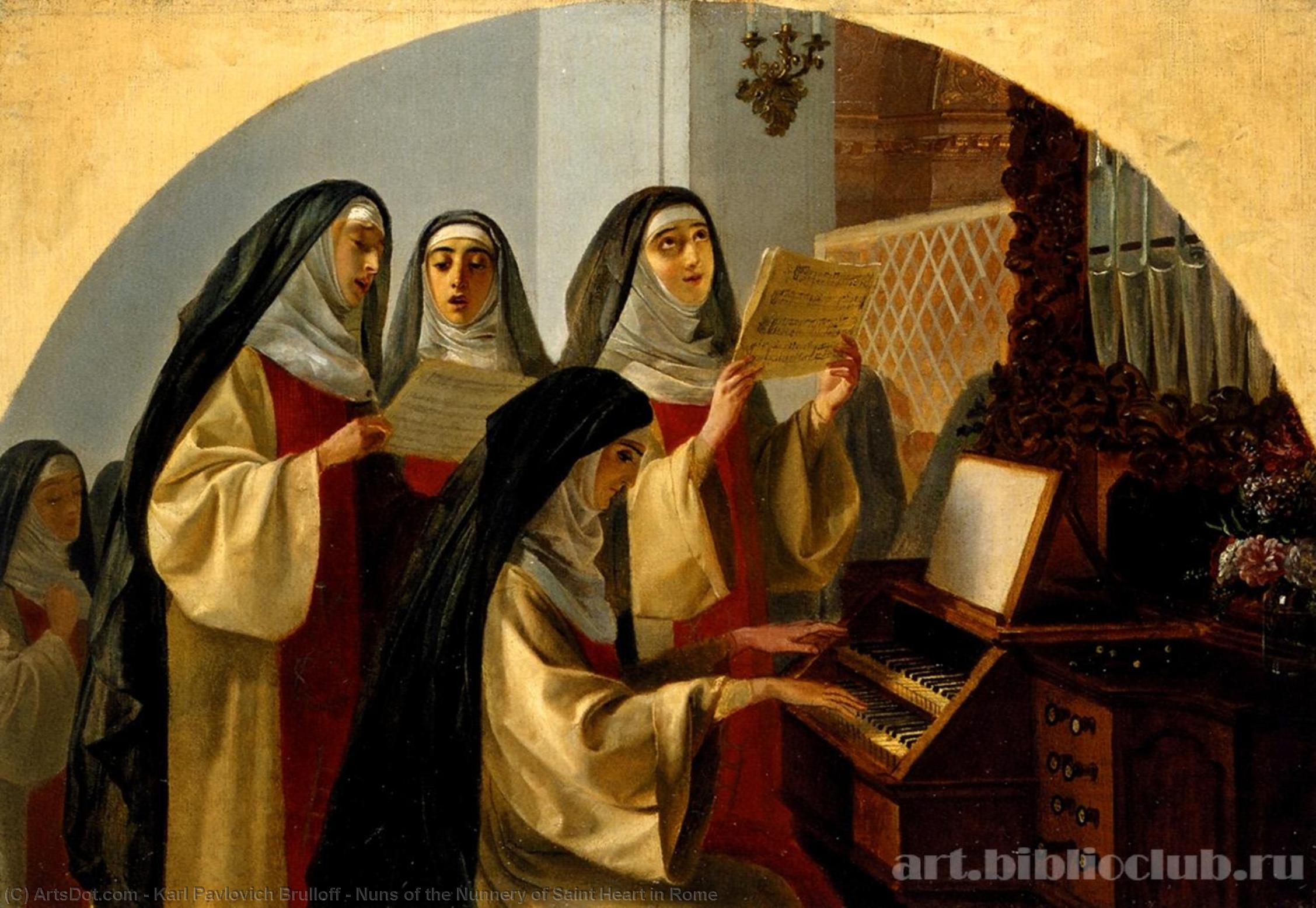 WikiOO.org - Encyclopedia of Fine Arts - Målning, konstverk Karl Pavlovich Brulloff - Nuns of the Nunnery of Saint Heart in Rome