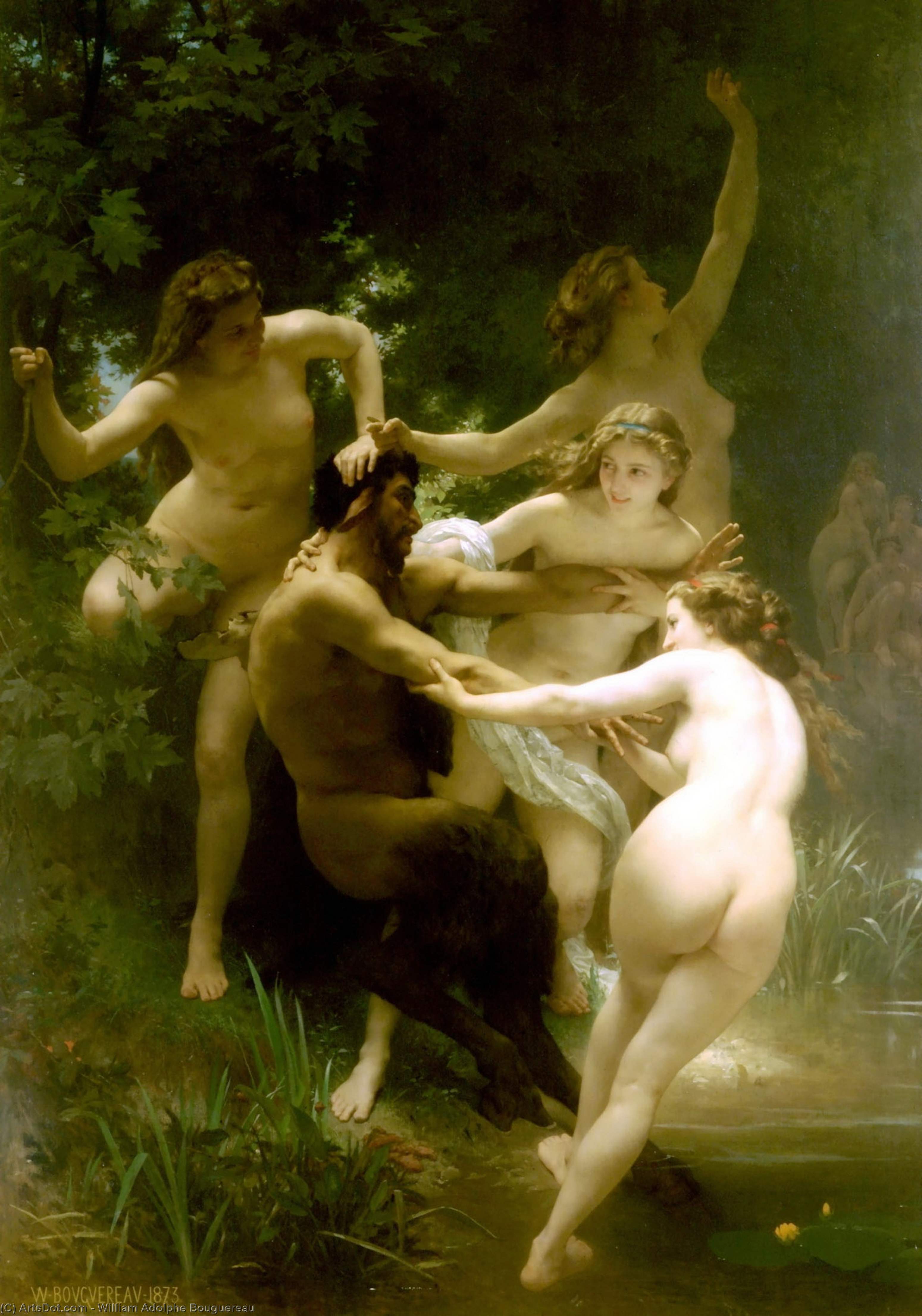 WikiOO.org - אנציקלופדיה לאמנויות יפות - ציור, יצירות אמנות William Adolphe Bouguereau - Nymphes et satyre (also known as Nymphs and Saytr)