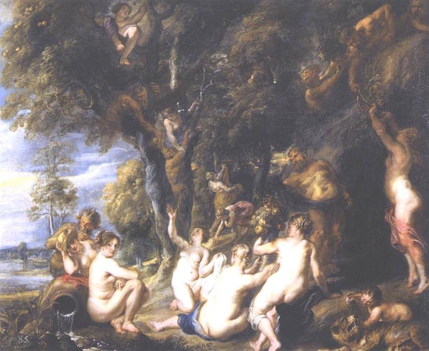 Wikioo.org – La Enciclopedia de las Bellas Artes - Pintura, Obras de arte de Peter Paul Rubens - Ninfas asícomo  Sátiros