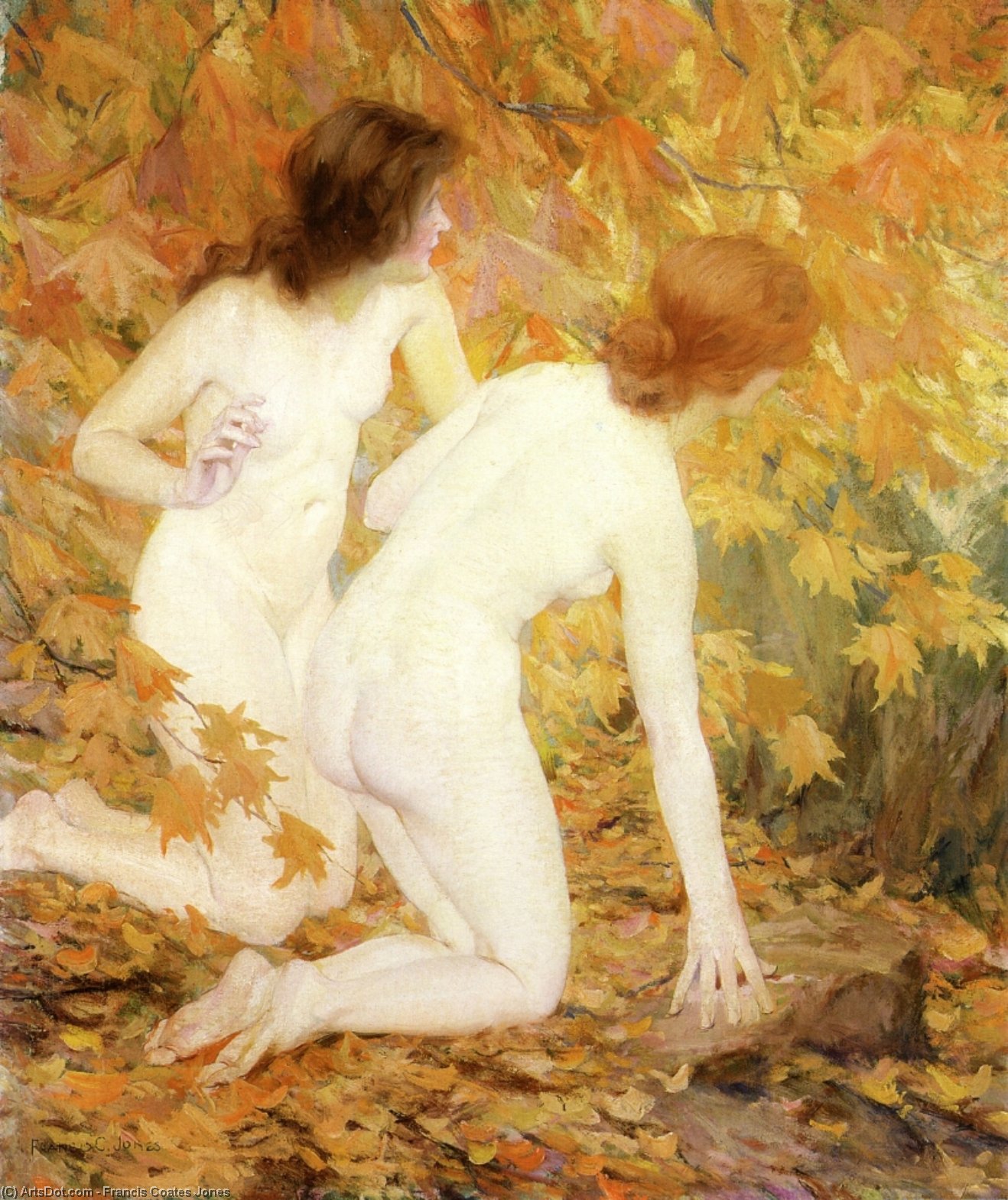 Wikioo.org - The Encyclopedia of Fine Arts - Painting, Artwork by Francis Coates Jones - Nymphs in the Autumn Woods