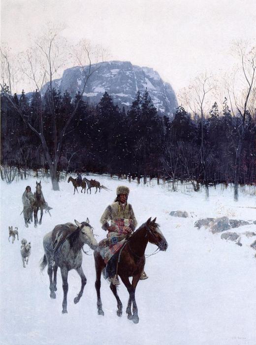 Wikioo.org – La Enciclopedia de las Bellas Artes - Pintura, Obras de arte de Henry F Farny - Obsidiana Montaña en El Yellowstone