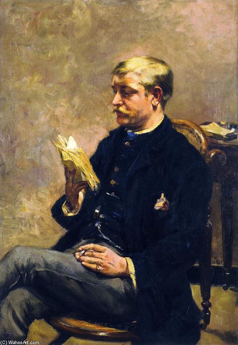 Wikioo.org - The Encyclopedia of Fine Arts - Painting, Artwork by Theo Van Rysselberghe - Octave Maus Reading