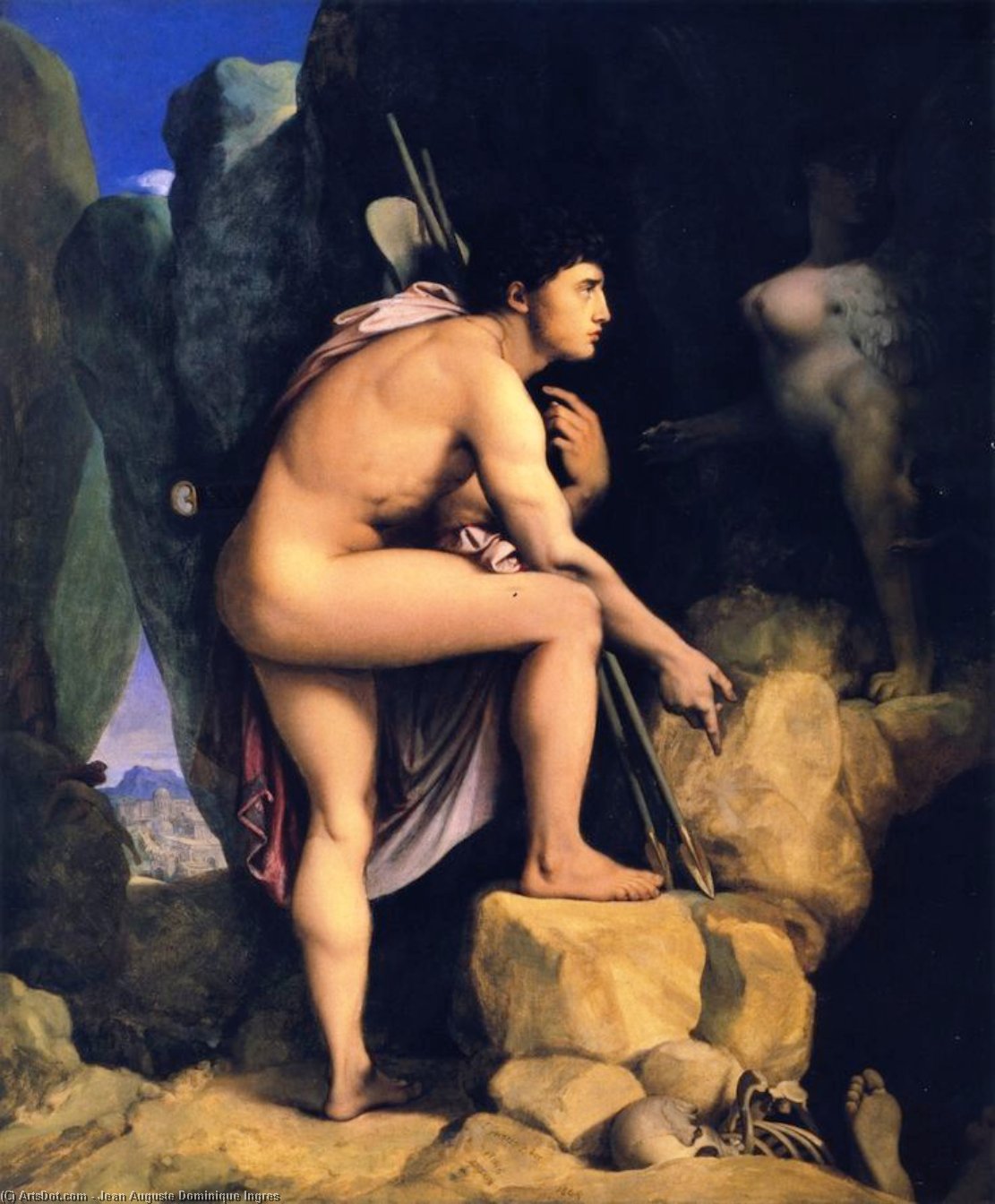 Wikioo.org - Encyklopedia Sztuk Pięknych - Malarstwo, Grafika Jean Auguste Dominique Ingres - Oedipus and the Sphinx