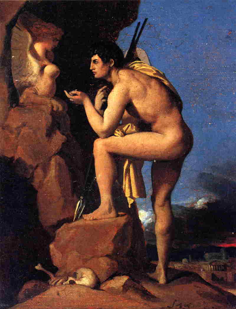 Wikoo.org - موسوعة الفنون الجميلة - اللوحة، العمل الفني Jean Auguste Dominique Ingres - Oedipus and the Sphinx