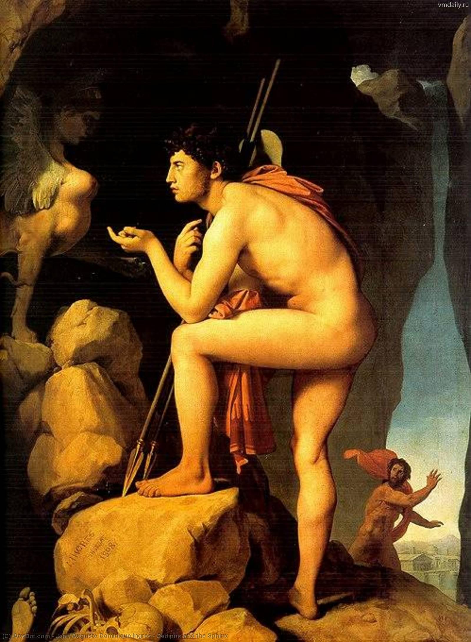 WikiOO.org - אנציקלופדיה לאמנויות יפות - ציור, יצירות אמנות Jean Auguste Dominique Ingres - Oedipus and the Sphinx