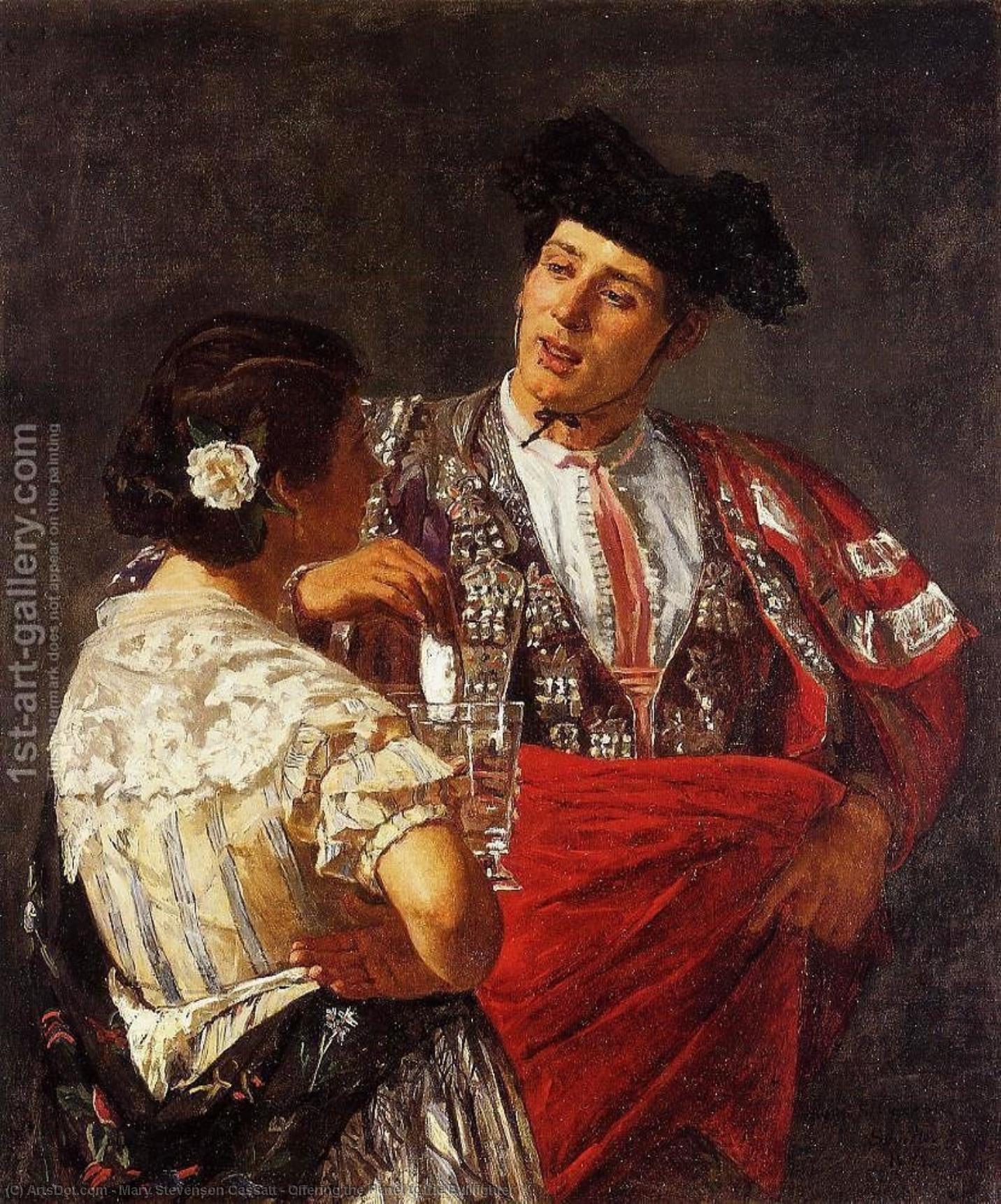 Wikioo.org - The Encyclopedia of Fine Arts - Painting, Artwork by Mary Stevenson Cassatt - Offering the Panel to the Bullfighter
