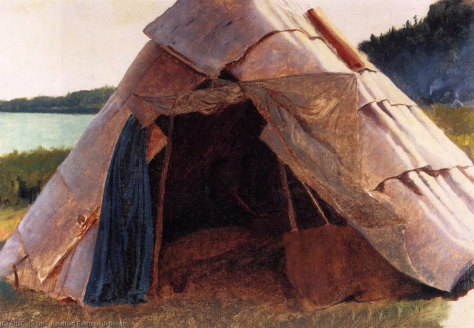 Wikioo.org - The Encyclopedia of Fine Arts - Painting, Artwork by Jonathan Eastman Johnson - Ojibwe Wigwam at Grand Portage