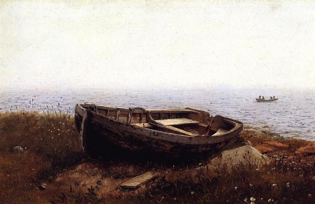 Wikioo.org – La Enciclopedia de las Bellas Artes - Pintura, Obras de arte de Frederic Edwin Church - El Barco Viejo (también conocido como el Skiff Abandonado)