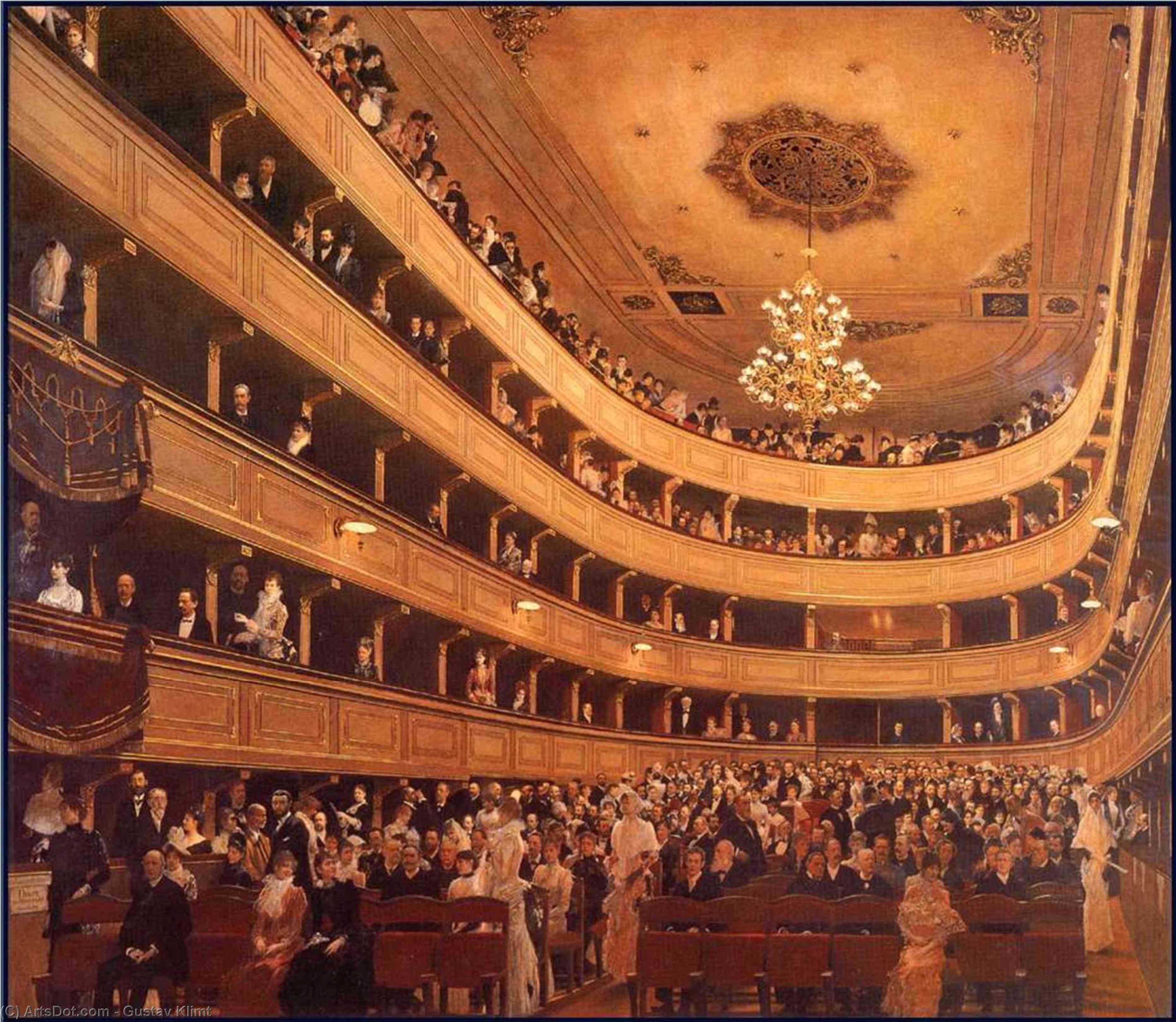 WikiOO.org - Encyclopedia of Fine Arts - Maleri, Artwork Gustav Klimt - The Old Burgtheater