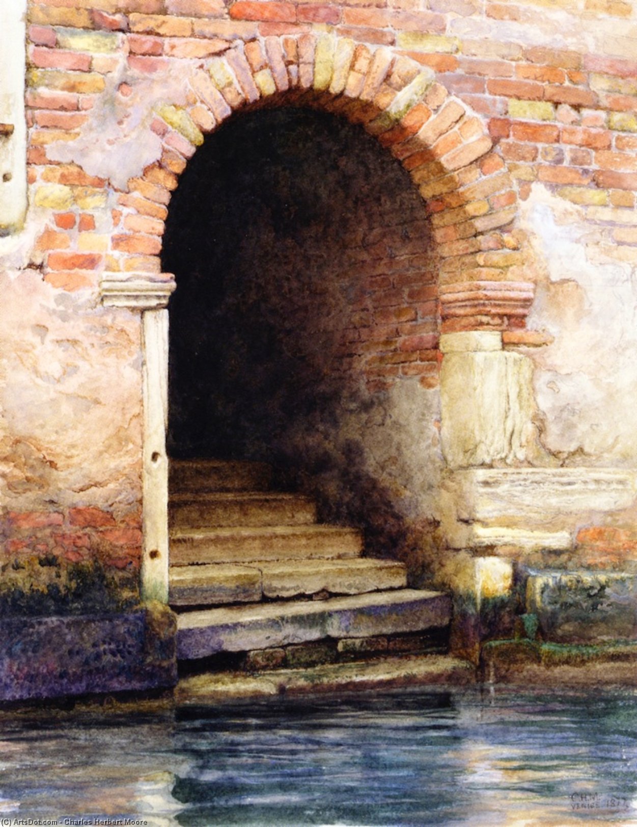 WikiOO.org - Enciklopedija dailės - Tapyba, meno kuriniai Charles Herbert Moore - Old Doorway, Venice