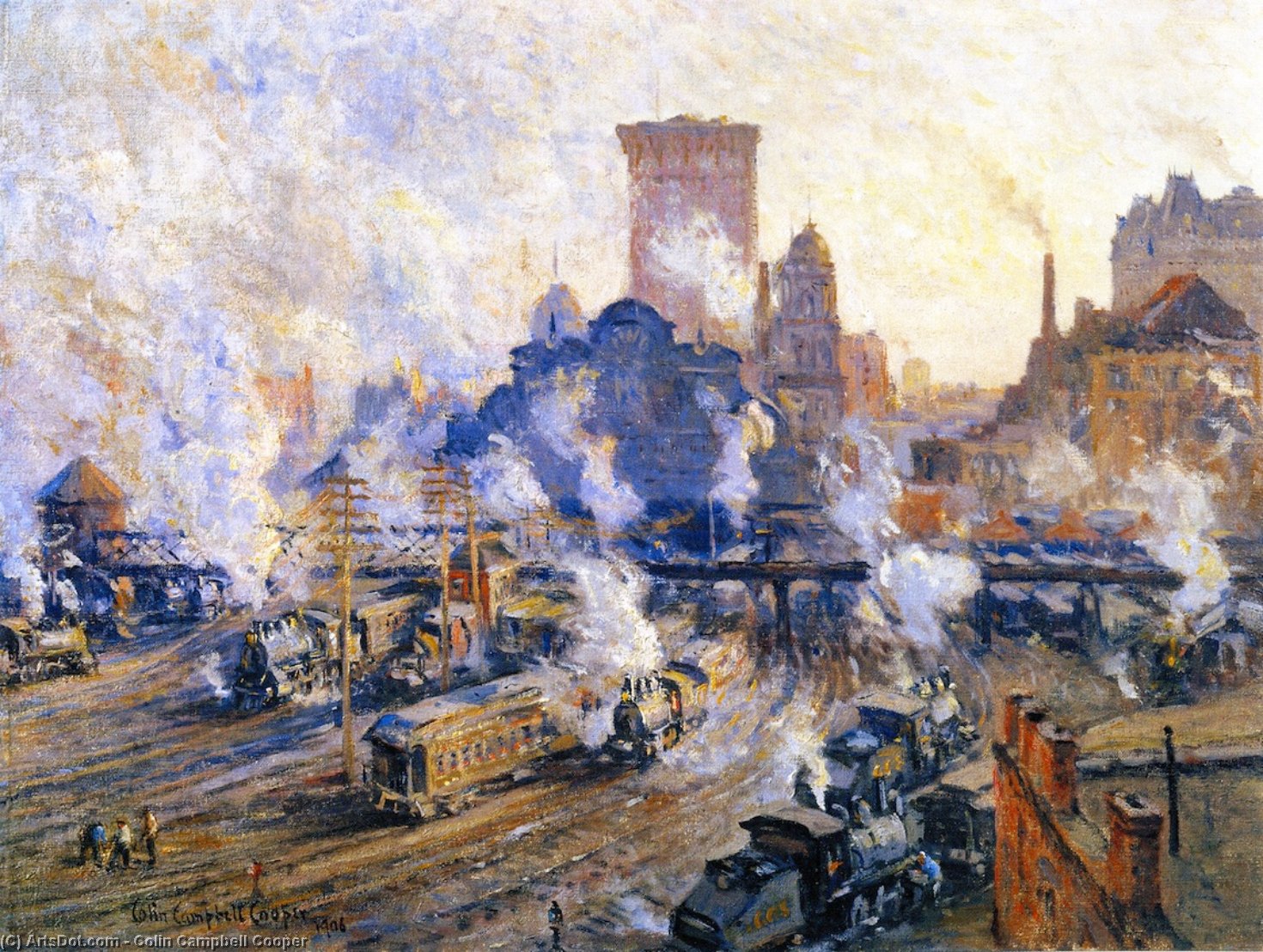 Wikioo.org - The Encyclopedia of Fine Arts - Painting, Artwork by Colin Campbell Cooper - Old Grand Central Station