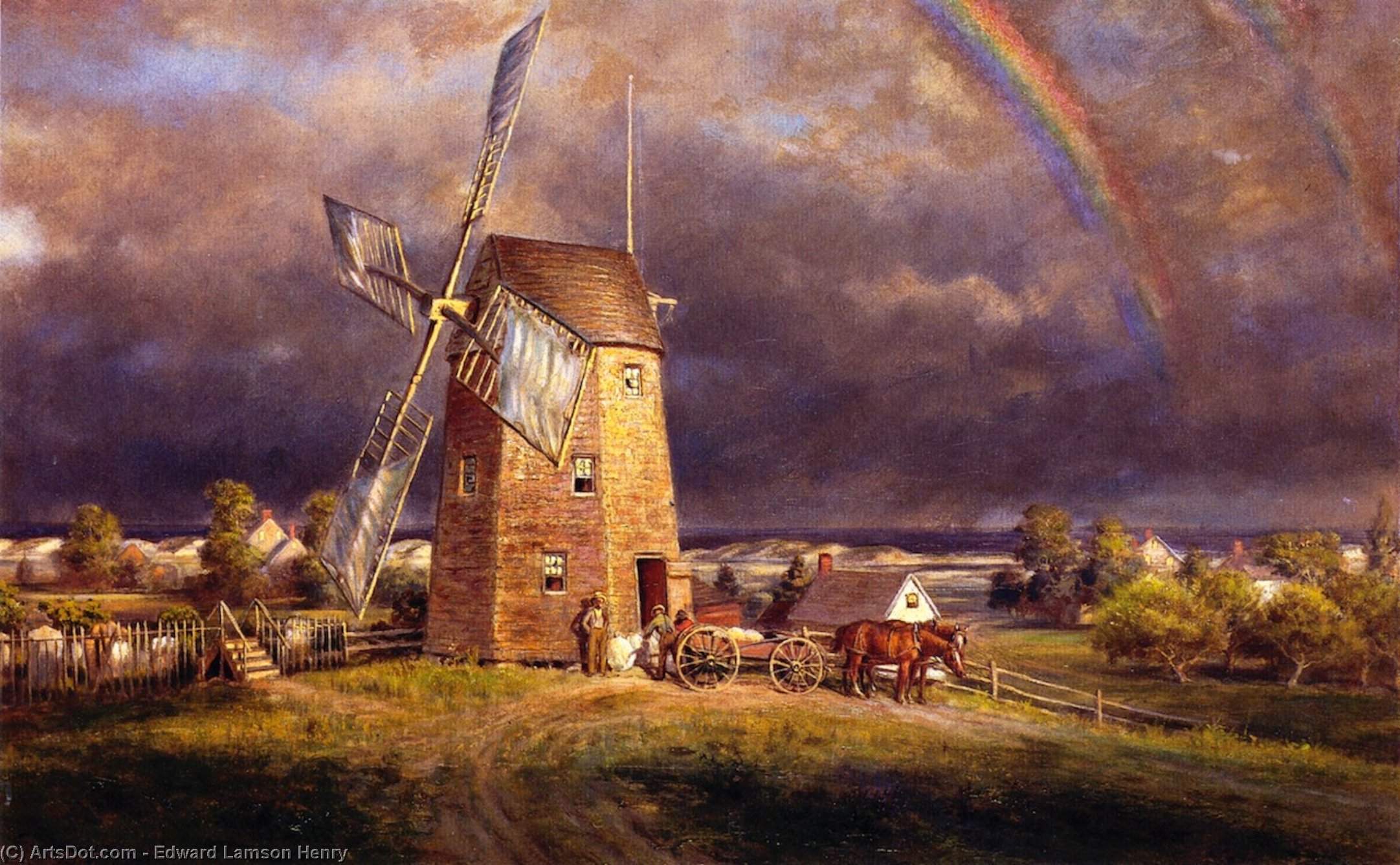 Wikioo.org - The Encyclopedia of Fine Arts - Painting, Artwork by Edward Lamson Henry - Old Hook Mill, East Hampton