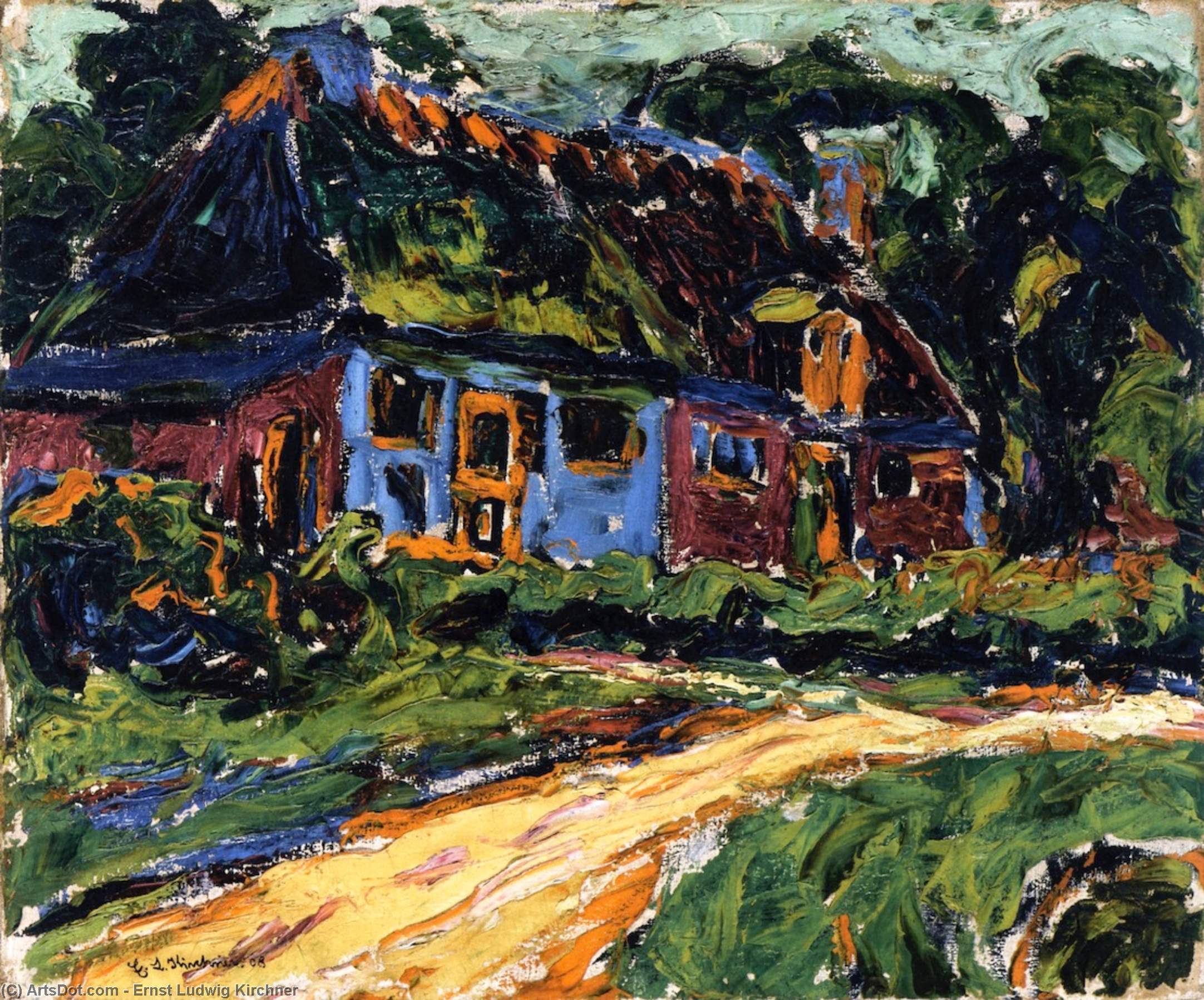 Wikioo.org - The Encyclopedia of Fine Arts - Painting, Artwork by Ernst Ludwig Kirchner - Old House, Fehmarn