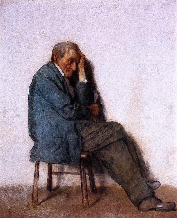 Wikioo.org - The Encyclopedia of Fine Arts - Painting, Artwork by Jonathan Eastman Johnson - Old Man, Seated