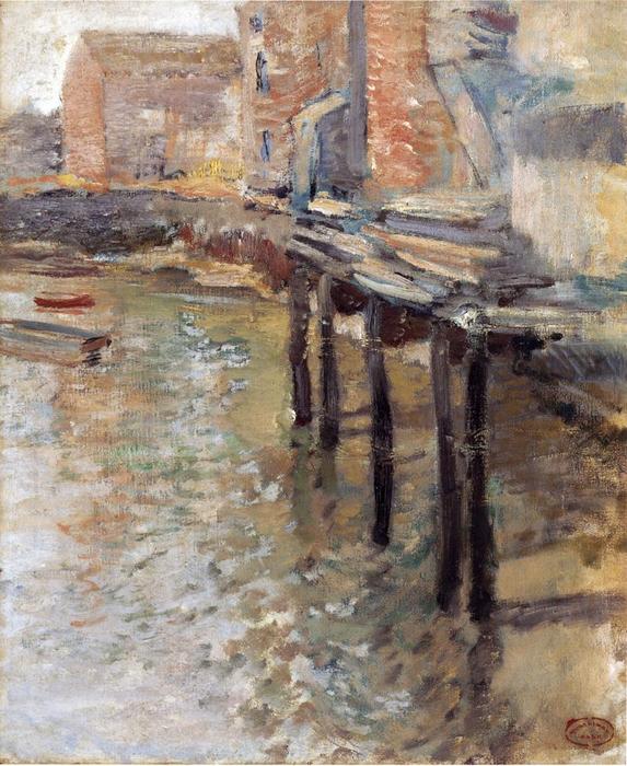 Wikioo.org - The Encyclopedia of Fine Arts - Painting, Artwork by John Henry Twachtman - The Old Mill at Cos Cob