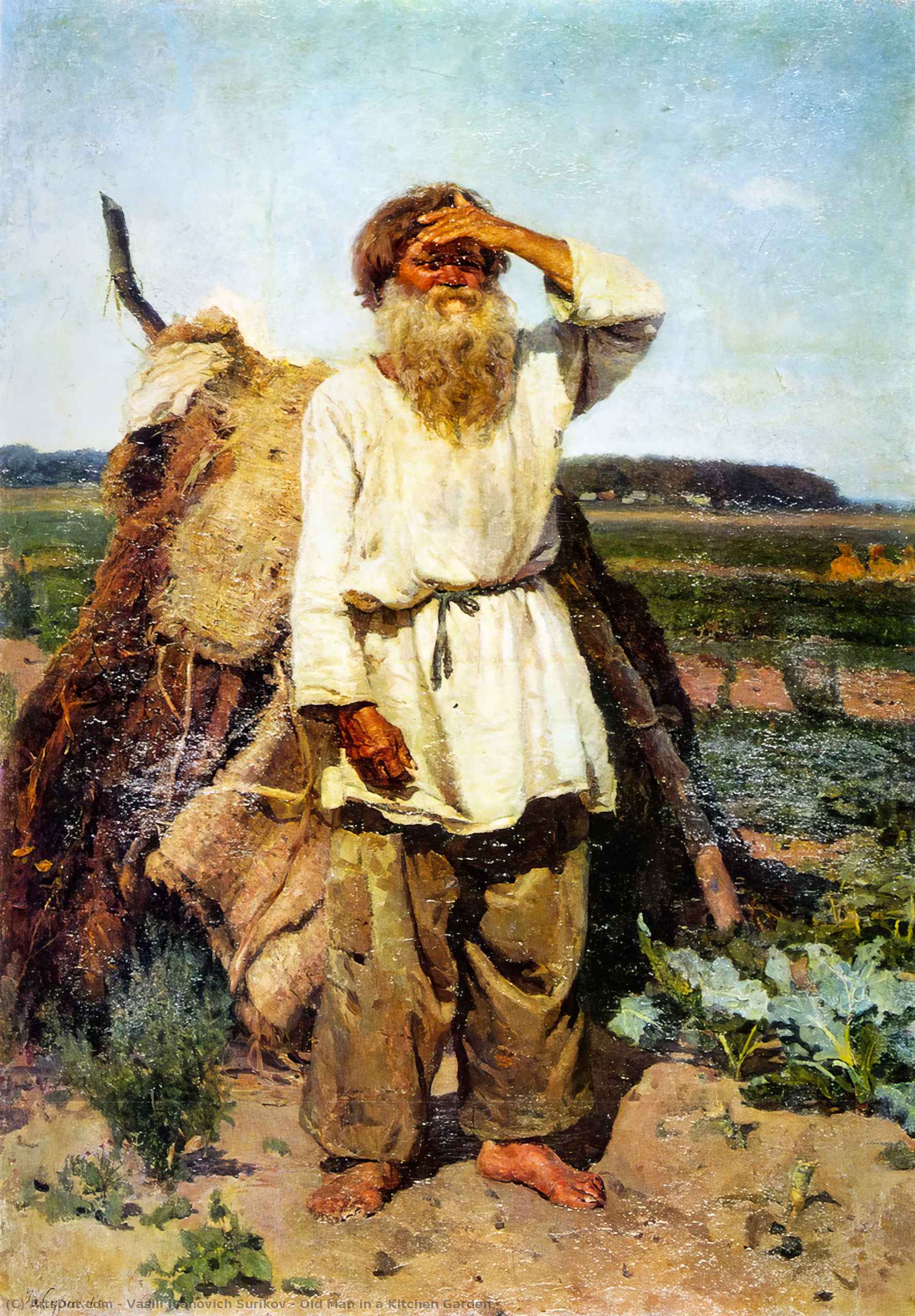 Wikioo.org - The Encyclopedia of Fine Arts - Painting, Artwork by Vasili Ivanovich Surikov - Old Man in a Kitchen Garden