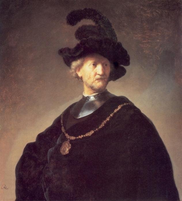 WikiOO.org - 百科事典 - 絵画、アートワーク Rembrandt Van Rijn - 老人 と一緒に  ブラック  帽子  と  ゴーゲット