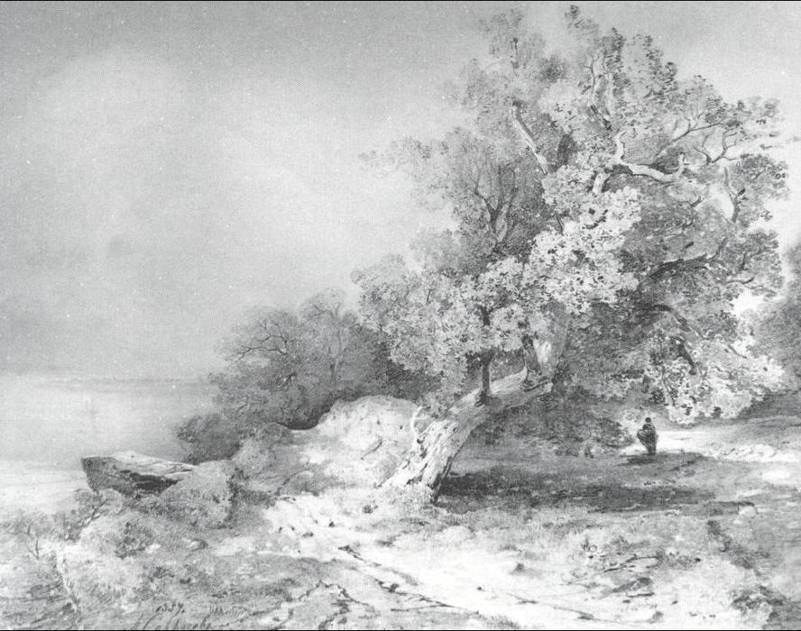 WikiOO.org - Enciclopédia das Belas Artes - Pintura, Arte por Alexei Kondratyevich Savrasov - Old oak near abrupt coast of river