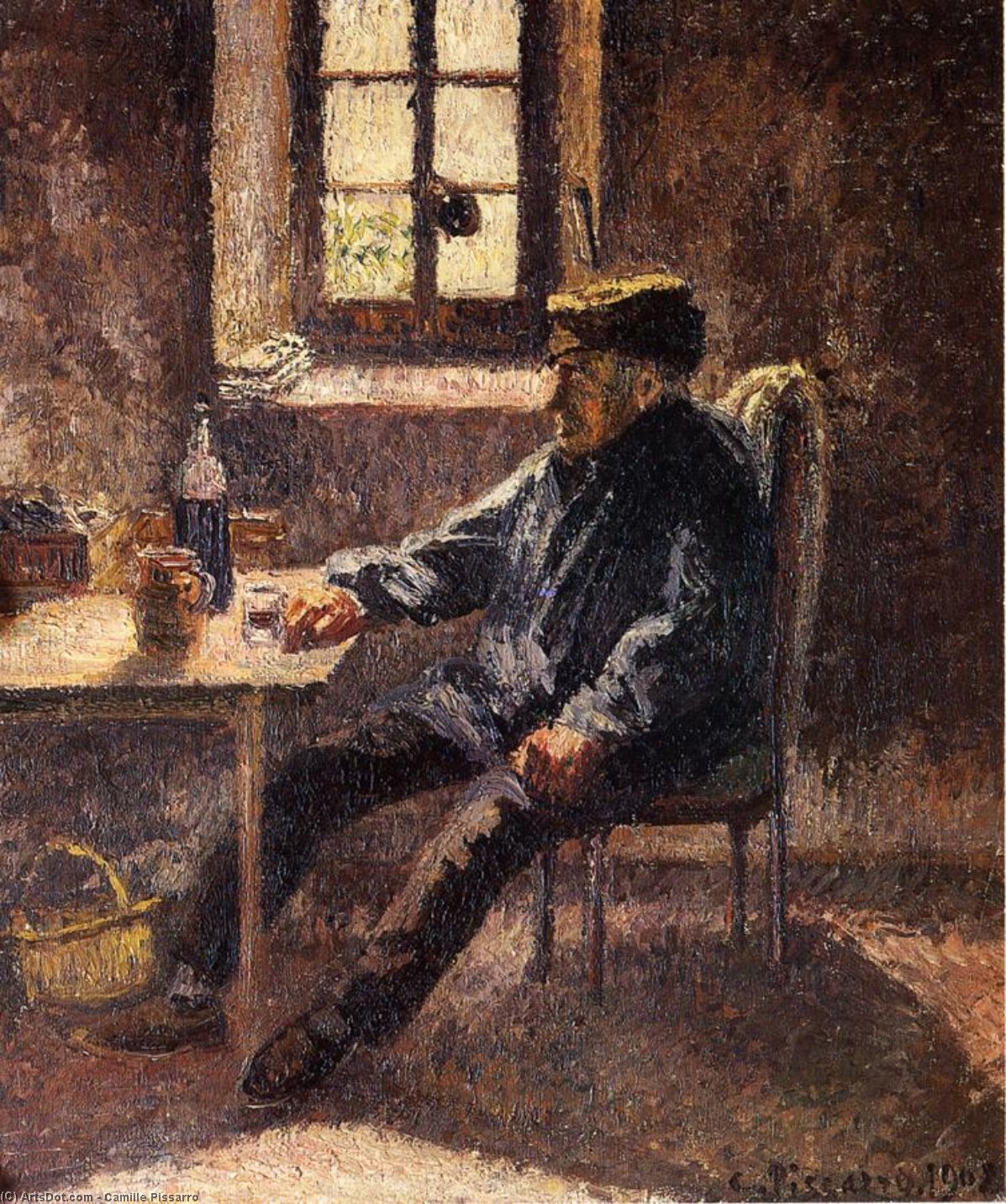 Wikioo.org - The Encyclopedia of Fine Arts - Painting, Artwork by Camille Pissarro - Old Wingrower in Moret (also known as Interior)