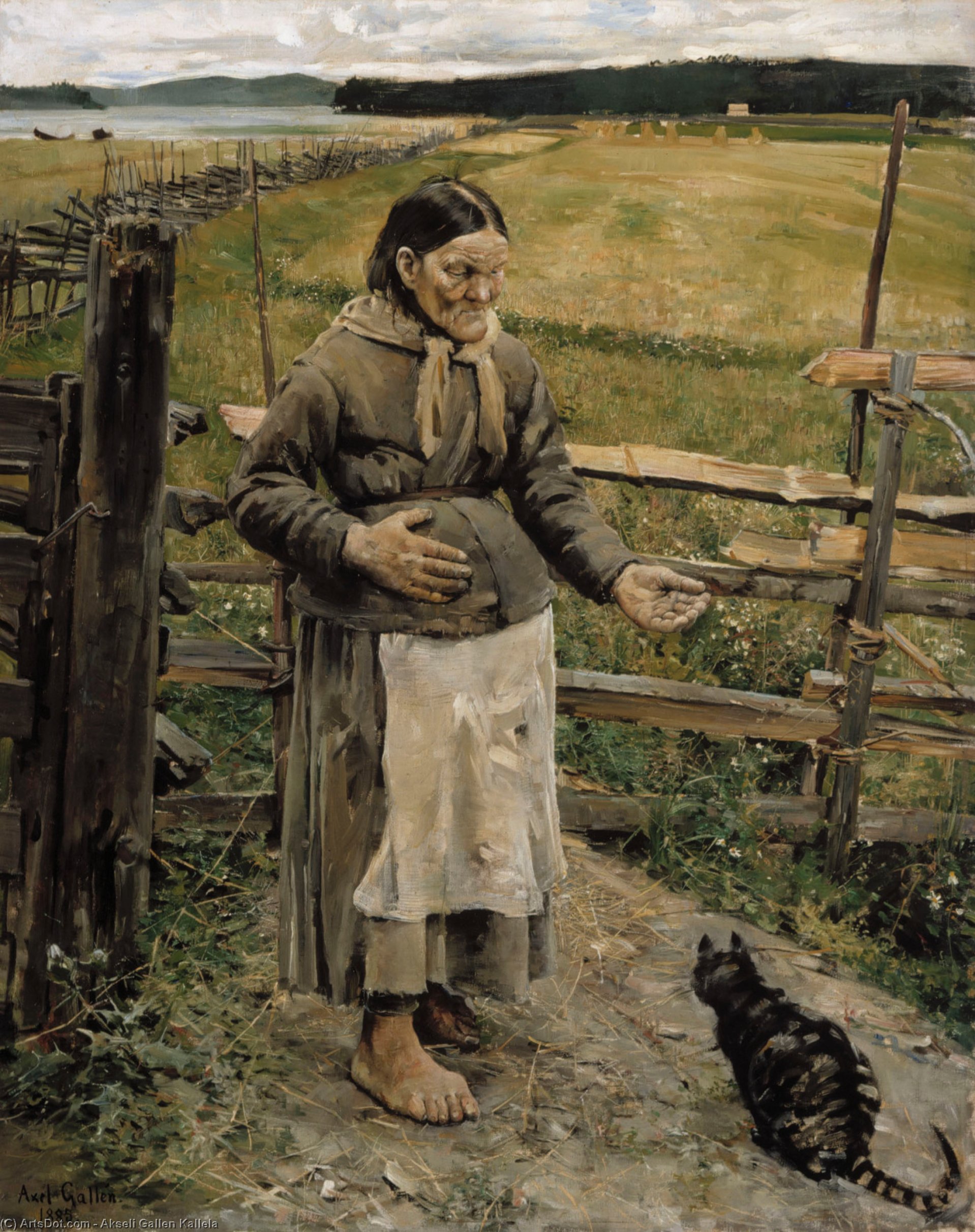 Wikioo.org - The Encyclopedia of Fine Arts - Painting, Artwork by Akseli Gallen Kallela - The Old Woman and the Cat