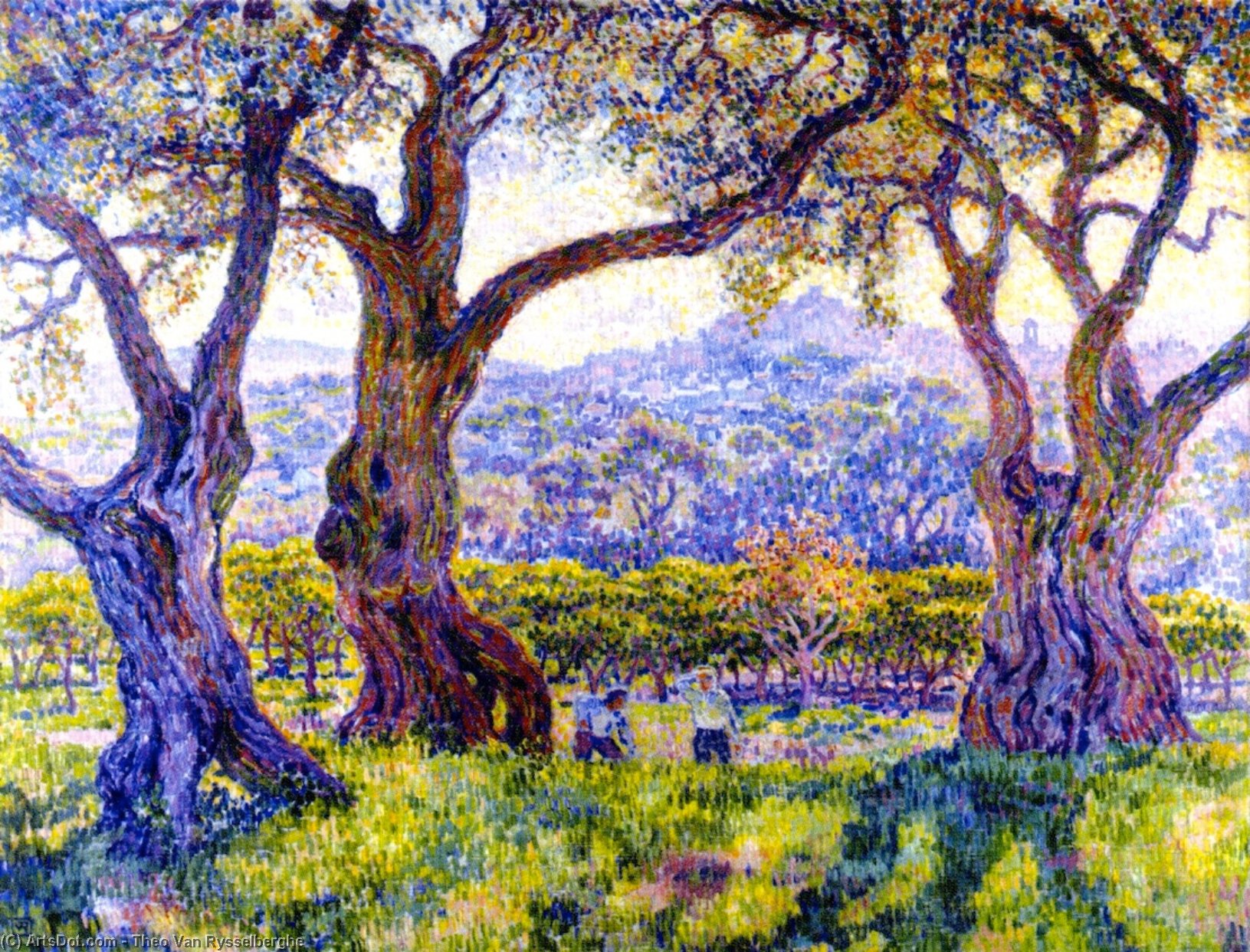 Wikioo.org - The Encyclopedia of Fine Arts - Painting, Artwork by Theo Van Rysselberghe - Olive Trees near Nice (also known as Oliviers aux environs de Nice)