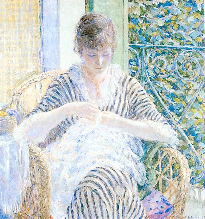 Wikioo.org - The Encyclopedia of Fine Arts - Painting, Artwork by Frederick Carl Frieseke - On the Balcony