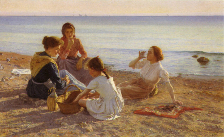 WikiOO.org - Encyclopedia of Fine Arts - Maľba, Artwork Elin Kleopatra Danielson Gambogi - On the Beach
