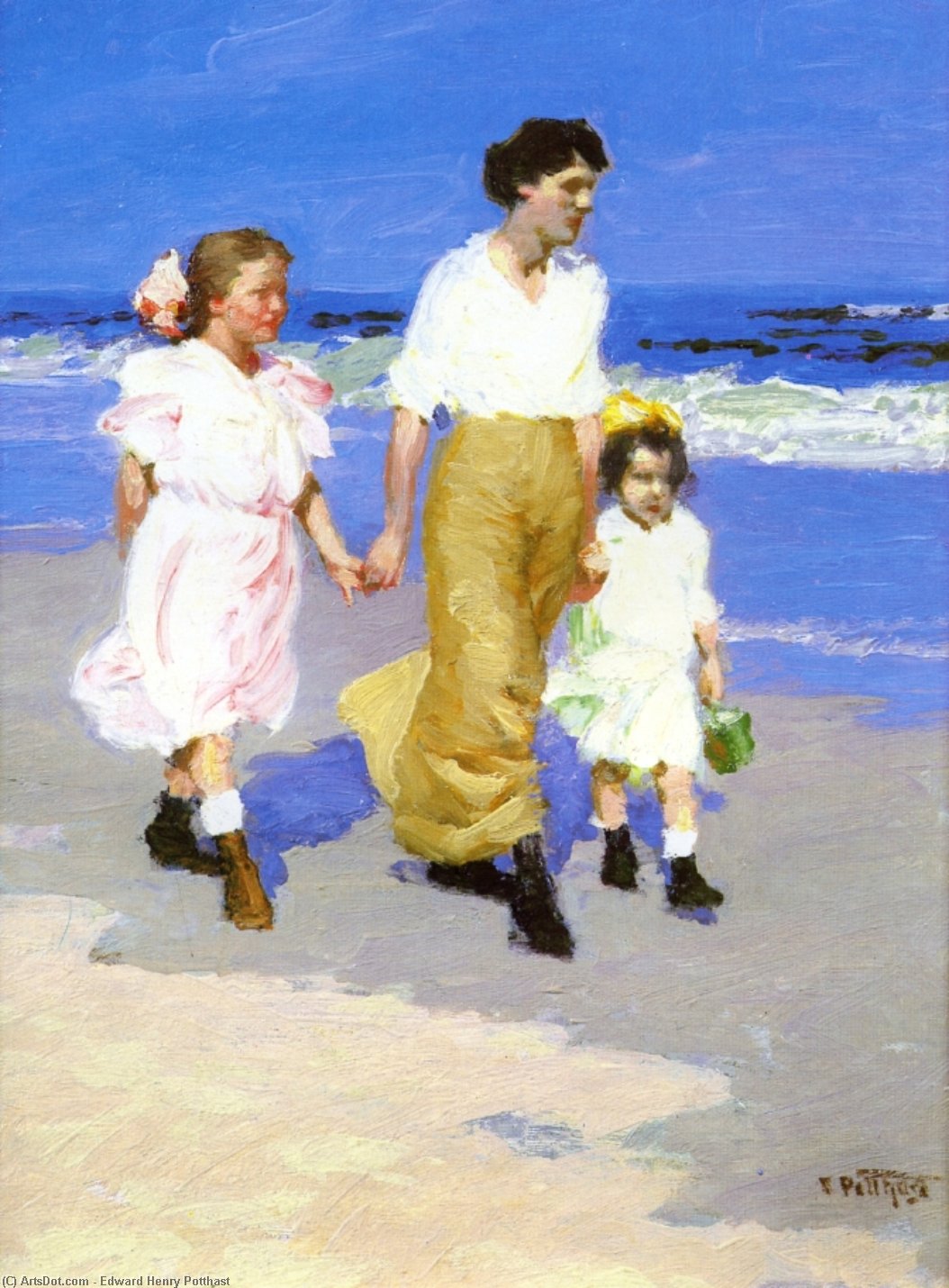 Wikioo.org - สารานุกรมวิจิตรศิลป์ - จิตรกรรม Edward Henry Potthast - On the Beach