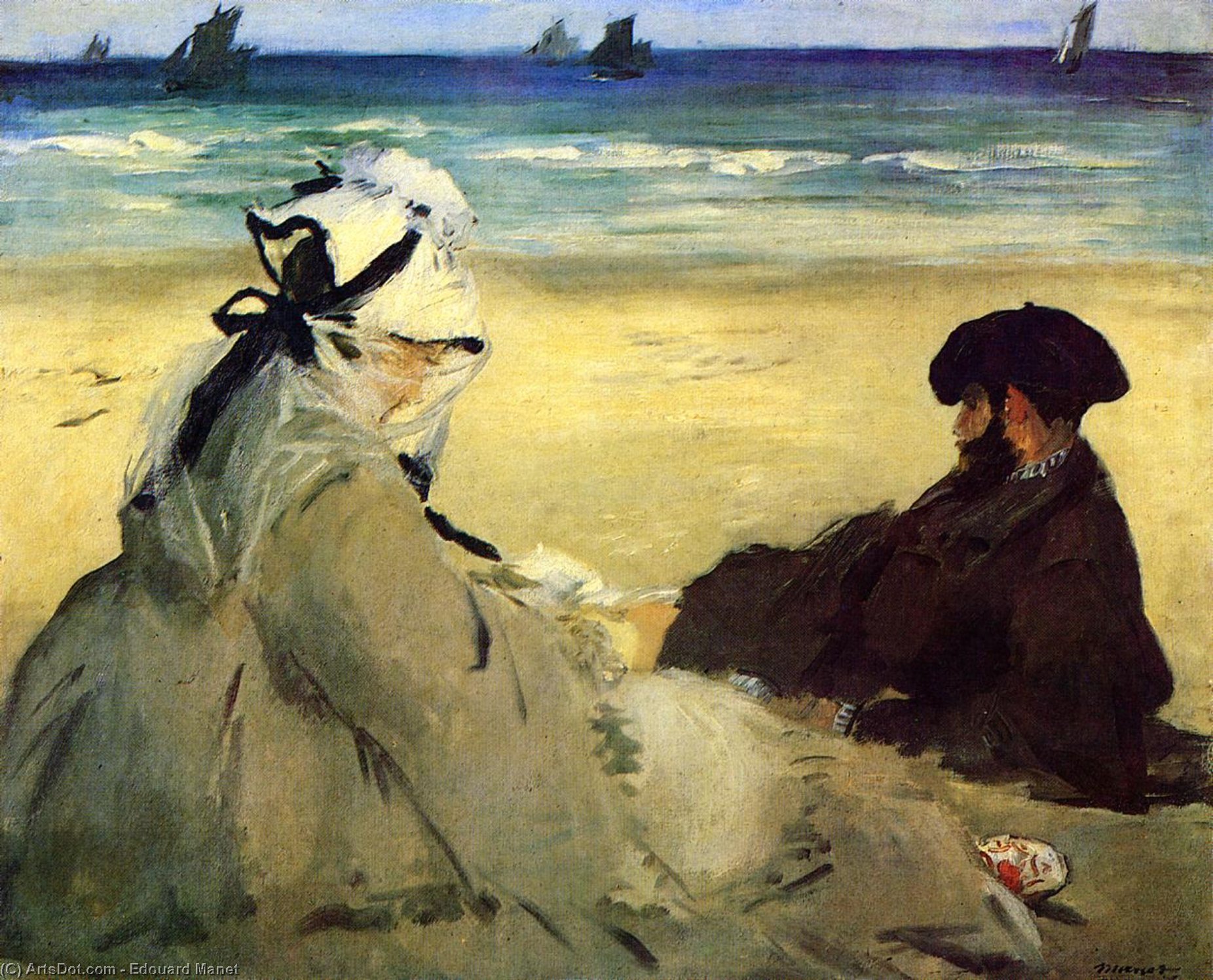 Wikioo.org - Bách khoa toàn thư về mỹ thuật - Vẽ tranh, Tác phẩm nghệ thuật Edouard Manet - On the Beach