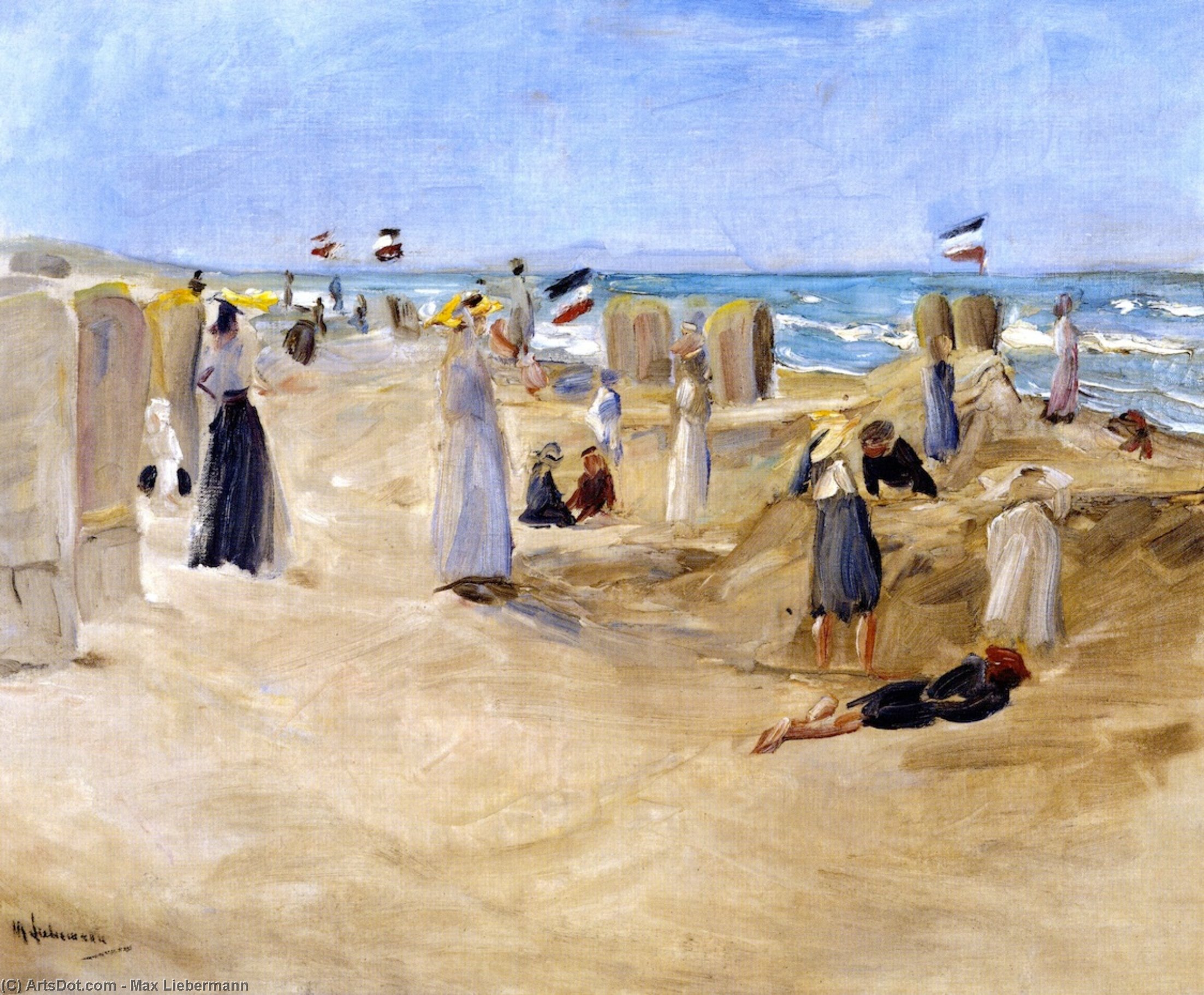 Wikioo.org - The Encyclopedia of Fine Arts - Painting, Artwork by Max Liebermann - On the Beach at Noordwijk